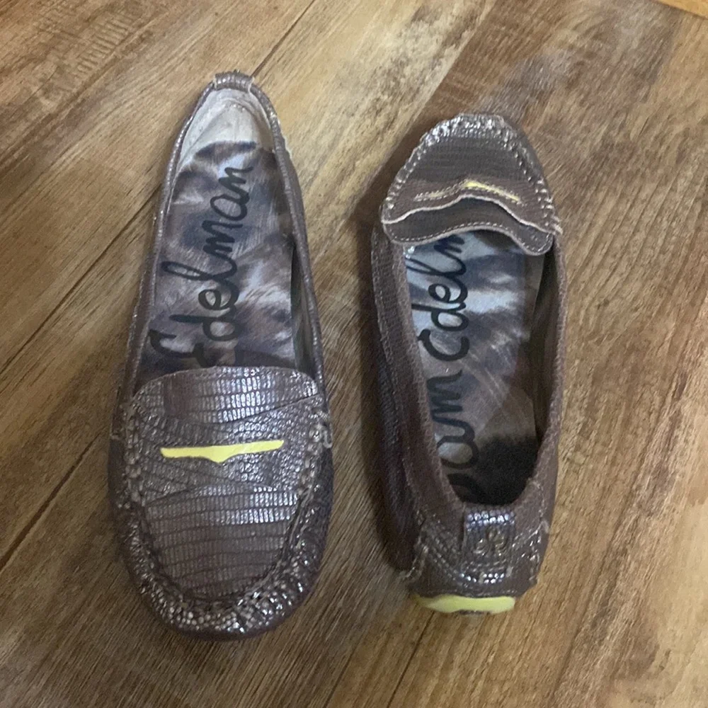 Sam Edelman gunmetal metallic driving loafers size 6.5